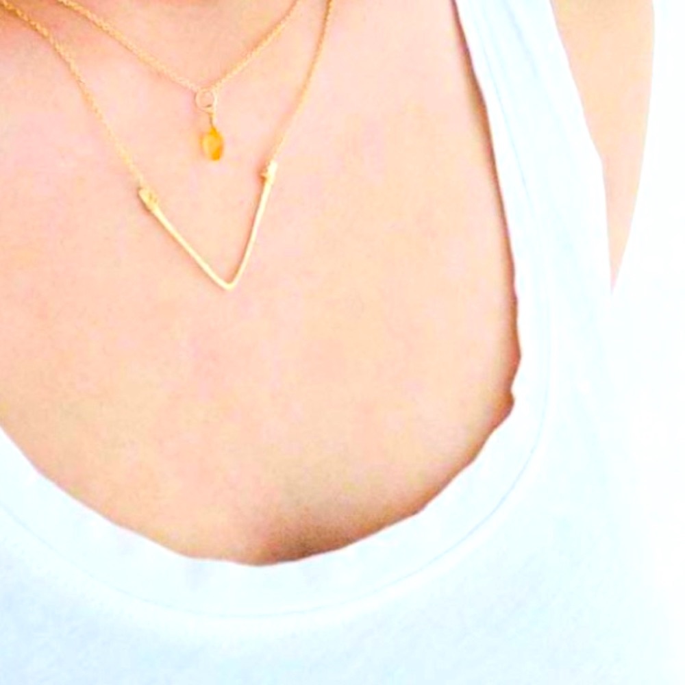 Hammered Gold V Necklace